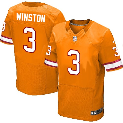 Men's Elite Jameis Winston Nike Jersey Orange Alternate - #3 NFL Tampa Bay Buccaneers